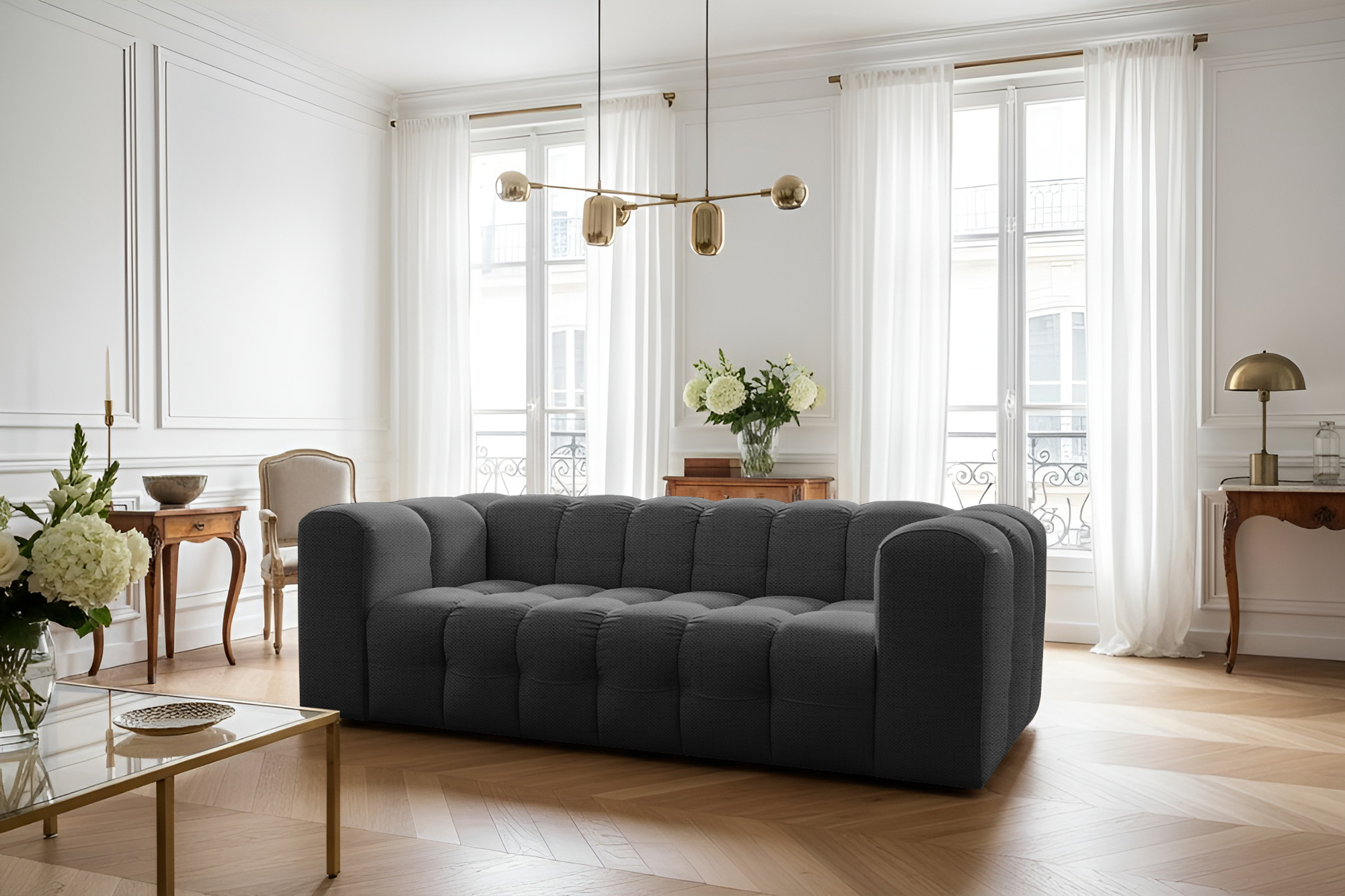 BALOO 3-Sitzer Sofa, Modernes Design & luxuriöser Komfort für dein Wohnzimmer - Anthrazit, Stoff Moly 97